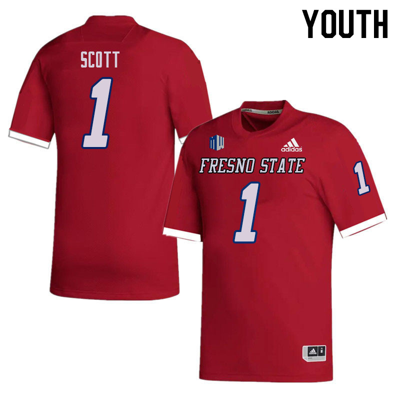 Youth #1 Raymond Scott Fresno State Bulldogs College Football Jerseys Sale-Red